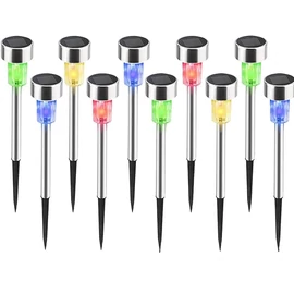 Arti Casa 10 db-os napelemes inox kerti LED lámpa szett, IP44, 36 cm, RGB hangulatfénnyel