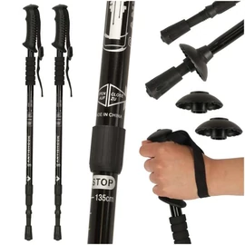 2 db-os nordic walking túrabot készlet, kiegészítőkkel, 65-135 cm kihúzható, IK