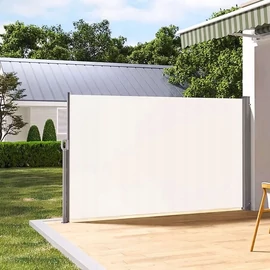 LUARO behúzható napellenző 180 x 400 cm bézs színű, oldalsó terasz napellenzője