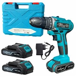 Akkus fúrócsavarozó 2 db akksival 24 V 3000 mAh 10 mm-es gyorskioldó tokmány