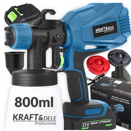 Kraft&Dele Vezeték nélküli akkus festékszóró, 800 mL,  21V/2000mAh, 250 W
