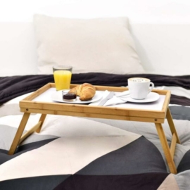 Bambusz reggeliző tálca, ágytálca, kihajtható lábakkal,  50 x 30 cm