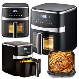 AIRFRYER fritőz 5  literes tállal 8 program érintőképernyős kijelző tapadásmentes 1500 W-os