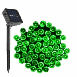 50 LED-es napelemes kerti fényfüzér, zöld