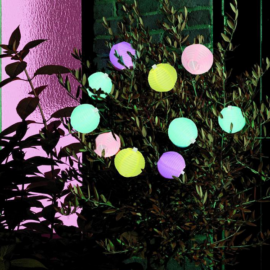 10 LED-es napelemes party lampion fényfüzér, 4,5 m, színes