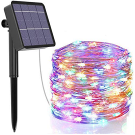 200 micro LED-es napelemes kerti dekor fényfüzér, színes