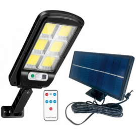 Különálló napelemes, időjárásálló, mozgásérzékelős kültéri LED reflektor, 120 COB LED