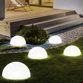 5 db-os napelemes félgömb kerti LED lámpa, színváltós, 15 cm átmérő/félgömb