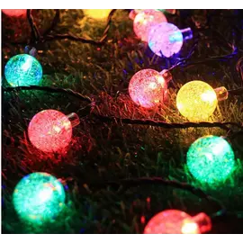 Napelemes dekor tündérfény kerti LED fényfüzér, színes, 40 db izzóval, 7 m