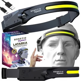 Erős COB LED fejlámpa, mozgásérzékelős, USB C-s, 5 világítási mód, 350 lm