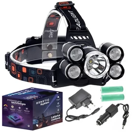 Extra erős  GENETIC® fejlámpa, erős Cree 5x XML, T6 LED-es fényszóró