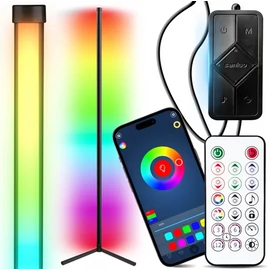 RGB LED Modern álló saroklámpa, távirányítóval, applikációval, 140 cm