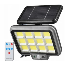 144 LED-es 12 paneles napelemes halogén reflektor mozgásérzékelővel, IP65, DT