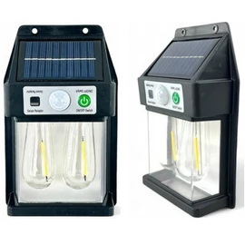 2 db Nagy fényerejű Dupla LED-es Napelemes kerti Fali lámpa, mozgásérzékelős, 600 LM, 1800 mAh, IP65, DT