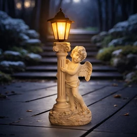 Napelemes LED-es XXL kerti, temetői ŐrAngyal alakos sírmécses, örökmécses, 49 cm 
