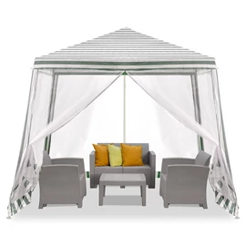 3m x 3m-es pavilon, sörsátor, zárható oldalfallal+szúnyoghálóval, víz- és UV álló, fehér