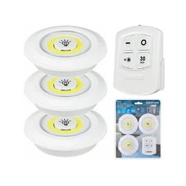 3 db-os elemes öntapadós, 16 COB LED-es lámpa készlet, távirányítóval