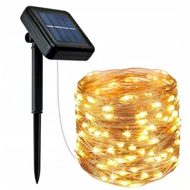 200 micro LED-es, napelemes dekor fényfüzér 8 világítási móddal, meleg fehér, 20m