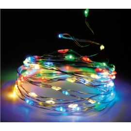 80 micro LED-es karácsonyi kültéri-beltéri fényfüzér, színes, 8 m