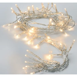 50 LED-es elemes karácsonyi fényfüzér, átlátszó vezetékkel, meleg fehér, 5 m