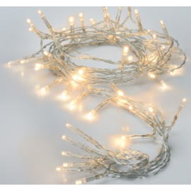 50 LED-es elemes karácsonyi fényfüzér, átlátszó vezetékkel, meleg fehér, 5 m
