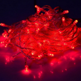 50 LED-es elemes fényfüzér, piros, 5 m