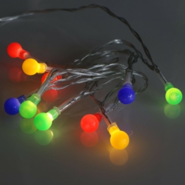20 LED-es retro karácsonyi fényfüzér, elemes, színes, 2,3 méteres