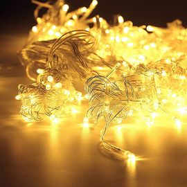 193 LED-es elemes fényfüzér, átlátszó vezetékkel, meleg fehér, 14 m