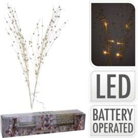 10 LED-es világító ezüst színű sakura fűzfa ágak, 75 cm