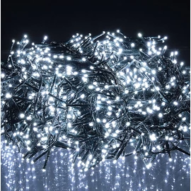 1200 LED-es BOA fényfüzér, kültéri-beltéri hálózati, 8 világítási móddal, hideg fehér, 24 m