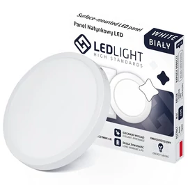 LED mennyezeti kerek panel, beépített trafóval, nem villogó, CCD, meleg fehér, 24W