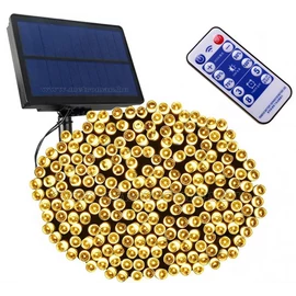 Hybrid tölthető-napelemes 240 LED-es 10,8 m hosszú fényfüzér, meleg fehér, 8 világítási móddal, időzíthető, távvezérlős