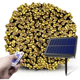 16 m-es 800 LED-es BOA fényfüzér, hybrid tölthető-napelemes, meleg fehér, 8 világítási mód, időzíthető, távvezérlővel