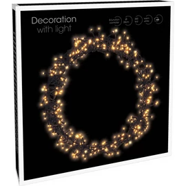 Karácsonyi-adventi XXL 500 extra meleg fehér LED-es koszorú ajtódísz, 58 cm, IP44 hálózati adapteres, 8 féle fényjátékkal