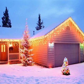 180 LED-es jégcsap kültéri-beltéri fényfüzér, hálózati, meleg fehér, 6 méter széles