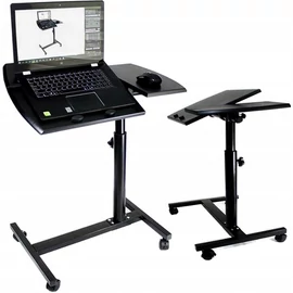 Prémium laptoptartó állvány, állítható magasság, gurulós, dönthető, 80 cm