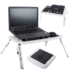 E-Table összecsukható laptoptartó asztal, 2 db hűtő ventilátorral