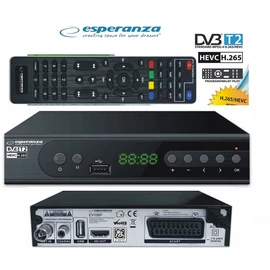 Esperanza DVB-T2 H.265/HEVC dekóder HDMI csatlakozóval Digitális Földi TV-vevőegység, EV106P