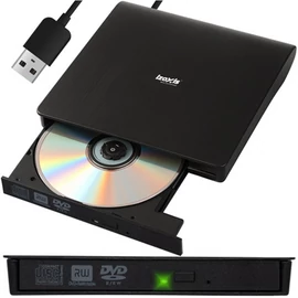 Izoxis külső CD/DVD író+olvasó (CD írás-olvasás 24x, DVD írás-olvasás 8x), 26083