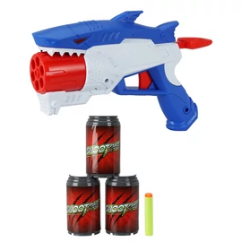 Cápa NERF darts pisztoly 8 DB EVA hab tölténnyel és 3 db palackkal, kék, 27 x 23 x 5 cm