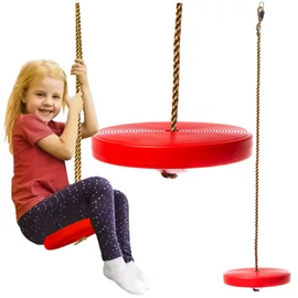 Gyerek műanyag korong hinta 175 cm-es kötéllel, 28 cm, piros