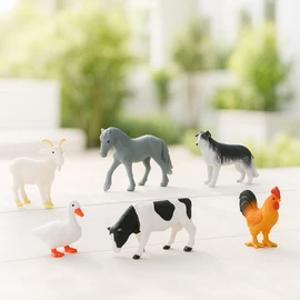 PLAY ANIMALS farm állat figurák, 6 db-os szett, PVC, kb. 3.5 cm