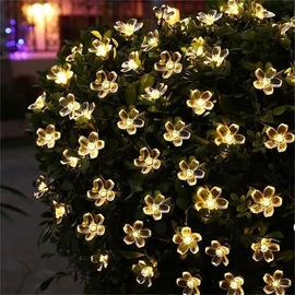 SolarBloom 7 m-es napelemes virág kerti LED fényfüzér, meleg fehér, 50 LED-es