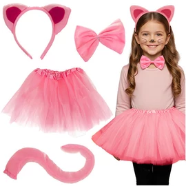 Pink 4-Részes Cica Jelmez KRUZZEL, Gyermekjelmez