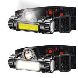 Erős mágneses COB és CREE LED fejlámpa,  USB-s, 2 világítási mód