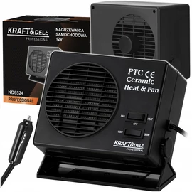 Kraft&Dele PTC kerámia fűtőbetétes fűtőventilátor, 150/300W, 12V, autófűtés, KD6524