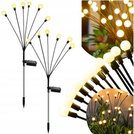 6 db mini gömbös kültéri napelemes világító fa, meleg fehér LED, IP44 vízállóság, 72 cm
