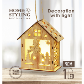 Home Styling kollekció, Függő LED-es faház, 9 cm