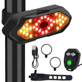 Kerékpár + roller irányjelző és hátsó LED világítás, kormányra szerelhető távirányítóval, USB töltővel