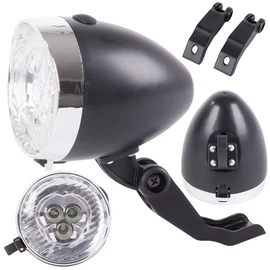 Retró króm Első kerékpár lámpa 3 LED-es, elemes